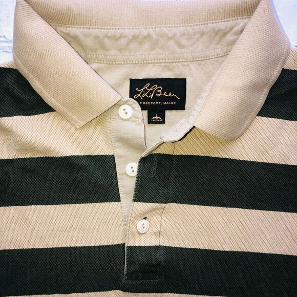 𝅺PRISTINE Vintage Mens Large PL Bean Striped Polo Shirt - Picture 2 of 7